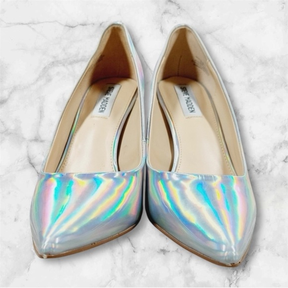New Steve Madden Salza Iridescent Metallic Pointed Toe Pumps sz 6.5 nwot - Picture 3 of 5